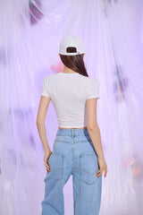 フライレタリングクロップTシャツ/TOP(9278) Fly Lettering Crop Tee
