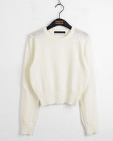 [Cashmere/12color] リモンラムウールラウンドクロップ長袖ニット