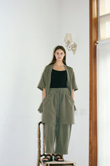 SOLAR PIGMENT 1/2 WIDE SWEAT PANTS (Khaki) (6680167350390)