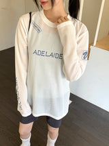 DIMUエアメッシュブロックコアプリント長袖Tシャツ