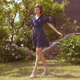 フリルリボンミニドレス / Frill Ribbon Mini Dress (NAVY)