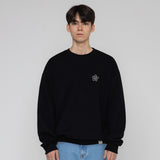 [UNISEX]Line flower dot embroidery sweatshirt