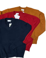 V-neck basic knit / knit , overfit knit