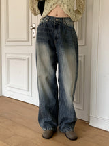 ビンテージウォッシングロングワイドデニムパンツ / O-too vintage washing long wide denim pants