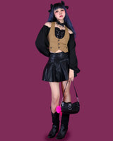 chi-chi leather pleats skirt (6667131060342)