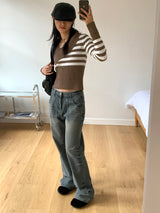 Chilla Cat Washing Y2K Semi Bootcut Denim Pants