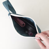 Oxford simple line strap pouch - teal blue