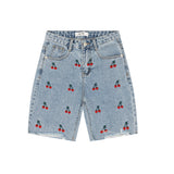 ストレートフィットチェリー刺繡クロップドデニムパンツ/ STRAIGHT FIT CHERRY EMBROIDERY CROPPED DENIM PANTS [6811]