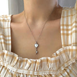 オニキスハートキーネックレス/uy Onyx heart key necklace