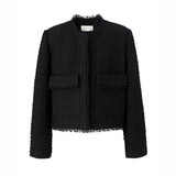 Tweed cropped jacket - Black (6671635153014)