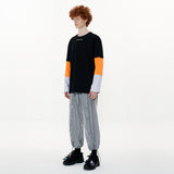 Triple Sleeve T-shirt [Black_Orange_Purple] (6592399278198)