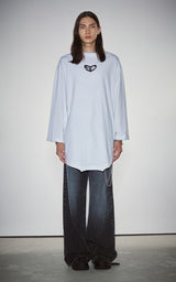  BLUR HEART CAPE SLEEVE T-SHIRTS_WHITE