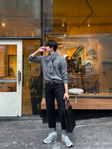 LMN Regular Roll-Up Denim Pants (Black)