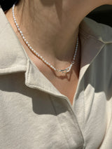 [92.5silver] hook pearl necklace