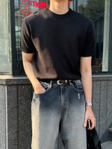 ロエミニマル半袖リネンラウンドニットウェア / Roe Minimal Short-Sleeved Linen Round Knitwear (9 colors)