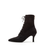 スエードレースアップ ミドルヒール/Suede Lace-Up Middle Heel(Black)