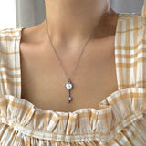 オニキスハートキーネックレス/uy Onyx heart key necklace