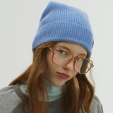 BUBBLE LABEL CASHMERE WOOL BLENDED BEANIE_BLUE