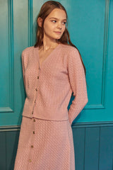 100% wool baby cable v neck cardigan&skirt_blush pink (6655906349174)