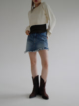 アンバランスデニムスカートプリーツ / no.802 Unbalance Denim Skirt Pants