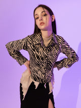 Zebra Silky Shirts (BEIGE)