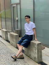 Well Button denim half pants 2color