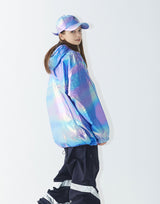 コージーフーデッドアノラックジャケット/BSR2223FWJK087 COZY HOODED ANORAK JACKET HOLOGRAM BLUE