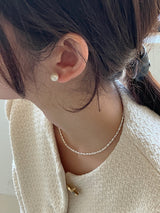 [92.5silver] cotton pearl earrings_ivory (2sizes)