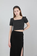 ストライプパフTシャツ / Stripe Puff T-shirt Black