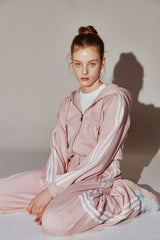 Lace Tape Hood Zip-Up Pink