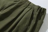 Structured Long Balloon Pants (Khaki)