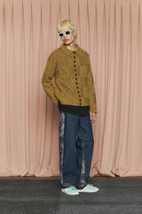 BUTTON ARGYLE KNIT JACKET / OLIVE
