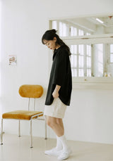 ユニセックスカフハーフパンツ/unisex cuff half pants cream