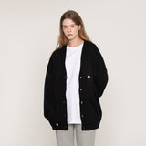 [UNISEX] Small Dot Drawing Smile Embroidered Knit Cardigan (6686020141174)