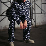 チェッカードバギーパンツ/NAVY CHECKERED BAGGY PANTS