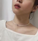 クリスタルハートミービーズチョーカーネックレス / Crystal Heart Me Beaded Choker Necklace