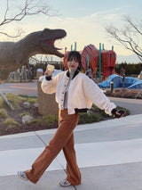 Softly corduroy boot-cut pants