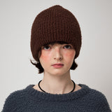 FLUFFY RIBBON BEANIE, BROWN