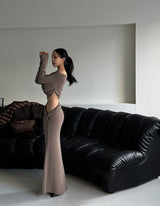 unbalanced twisted maxi long skirt