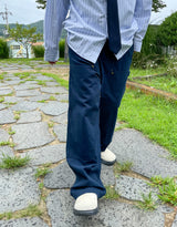 デニムダブルニーワイドパンツ