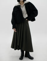 アンバランスプリーツスカート / Unbalanced pleated skirt (2color)