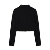 Dia Collar Crop Zip-Up [BLACK] (6618795835510)