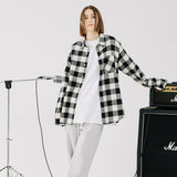 オーバーフィットフランネルシャツ/OVERFIT FLANNEL SHIRTS-WHITE+BLACK