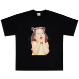 ベイビーフェイスサングラスガール半袖Tシャツ ブラック