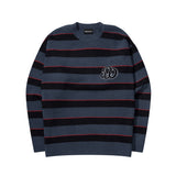 ブークルポイントストライプニット / BOUCLE POINT STRIPE KNIT - BLUE GREY