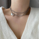 ボールドロック2ラインチョーカーネックレス / jmul Bold Lock Two Lines Chain Choker Necklace