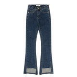ハイウェストセミブーツカットスパンデックスデニムパンツ/HIGH WAIST SEMI BOOTSCUT SPANDEX DENIM PANTS [6861]