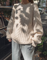 (UNISEX) リターンケーブルクラシックニット