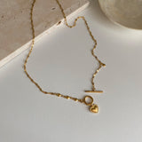 ゴールドハートシンプルトグルバーネックレス/ggt Gold heart simple toggle bar necklace