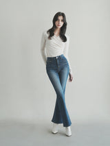 ブーツカットデニムパンツ / W105 BOOTS CUT DENIM PANTS_DEEP BLUE